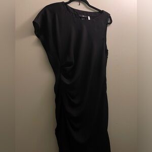 Women Black Chiffon Asymmetrical Midi Dress Size 12